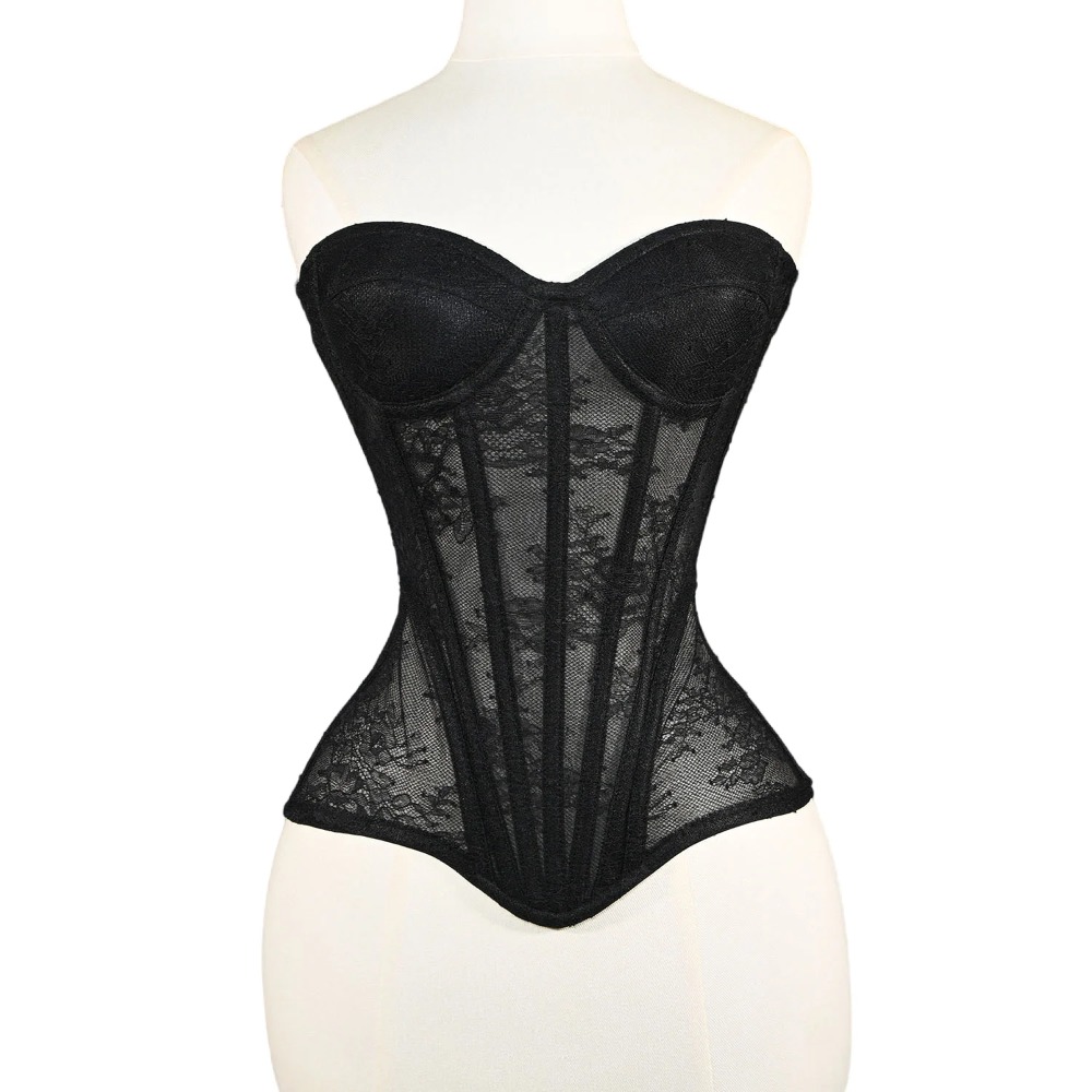 Boning Corset Steel - Vrouwen Mesh Corset Busiter Bovenborst Cups