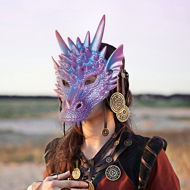 Parel Blauw Dragon Masker 3d P - Cosplay Prop Blueprints recensie en prijs